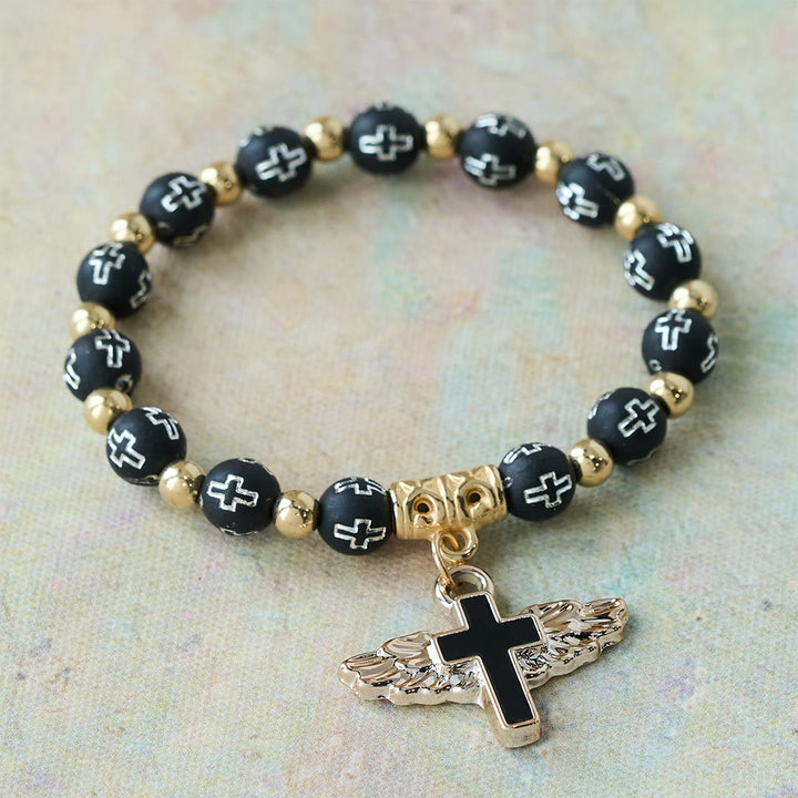 Christianartworkshop Winged Cross Charm Bracelet: A Visual Prayer of Devotion and Connection - Black - image 8