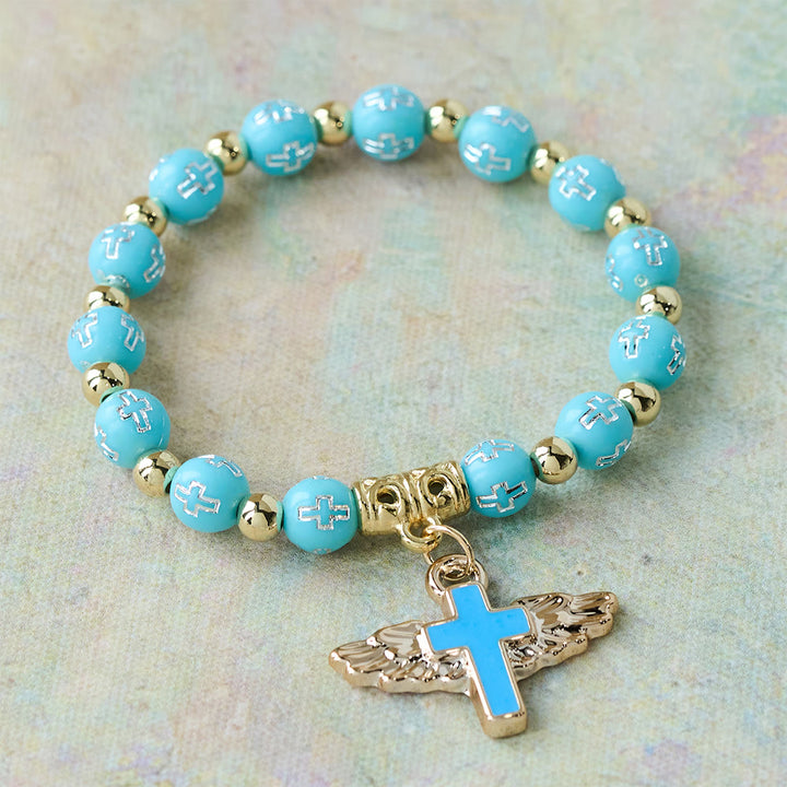 Christianartworkshop Winged Cross Charm Bracelet: A Visual Prayer of Devotion and Connection - Light Blue - image 9