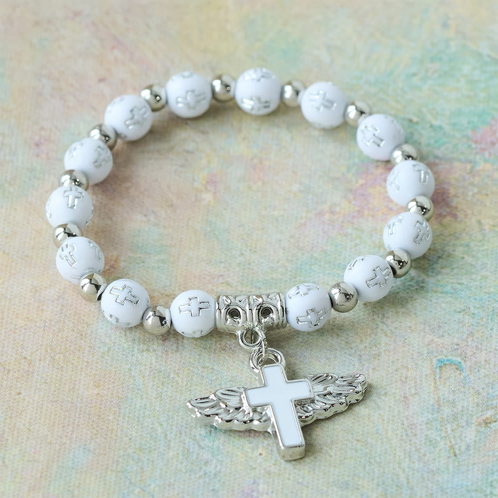 Christianartworkshop Winged Cross Charm Bracelet: A Visual Prayer of Devotion and Connection - White - image 3