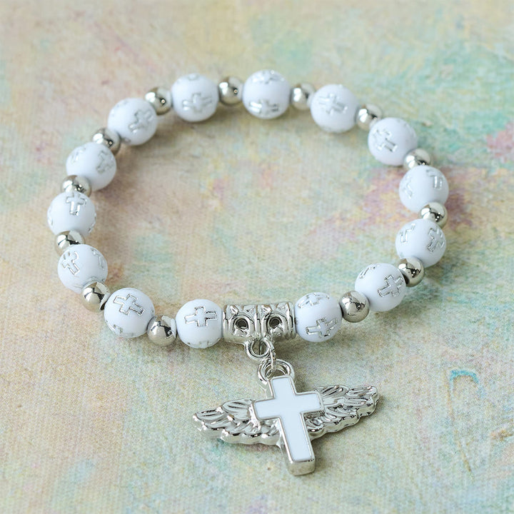 Christianartworkshop Winged Cross Charm Bracelet: A Visual Prayer of Devotion and Connection - White - image 3