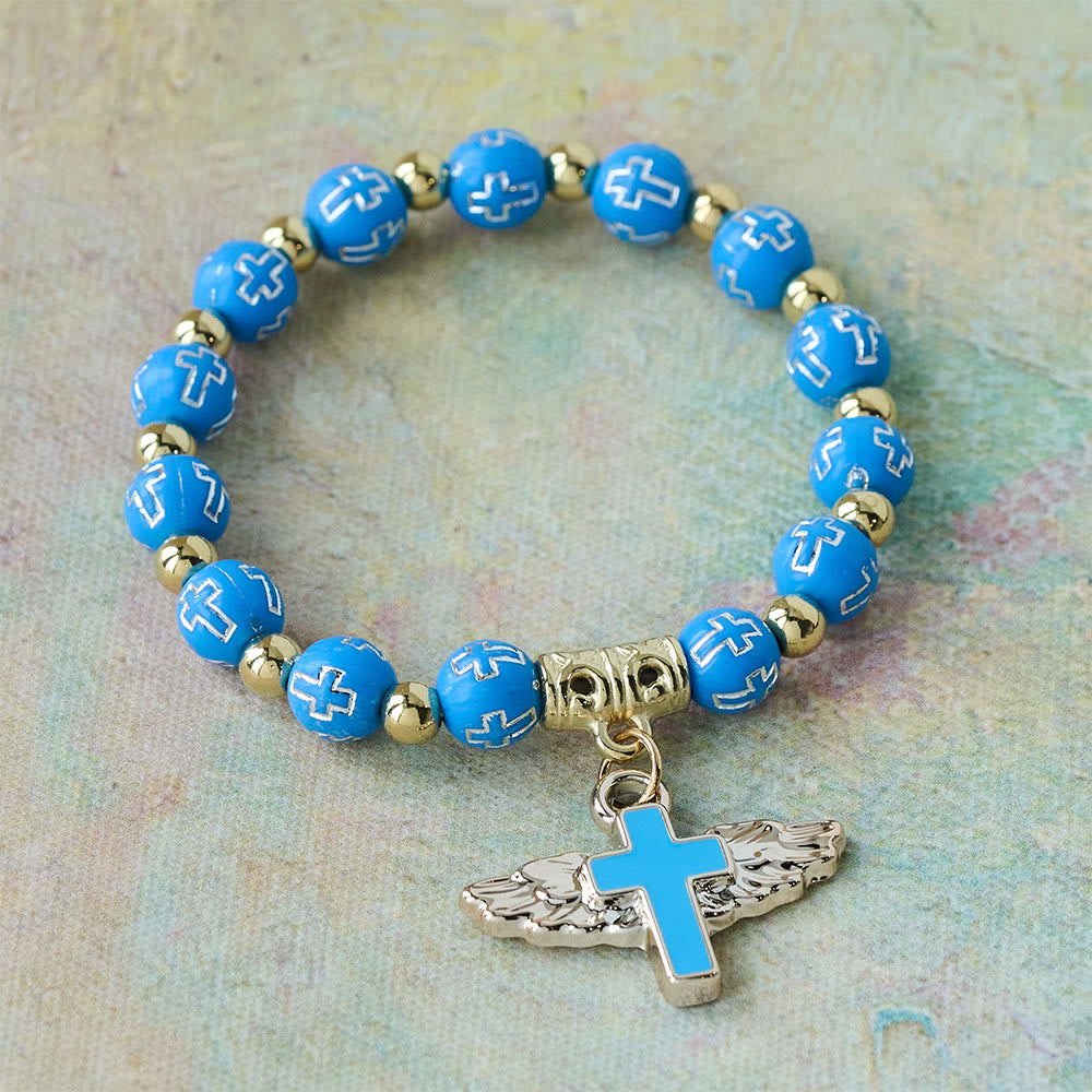 Christianartworkshop Winged Cross Charm Bracelet: A Visual Prayer of Devotion and Connection - Blue - image 6