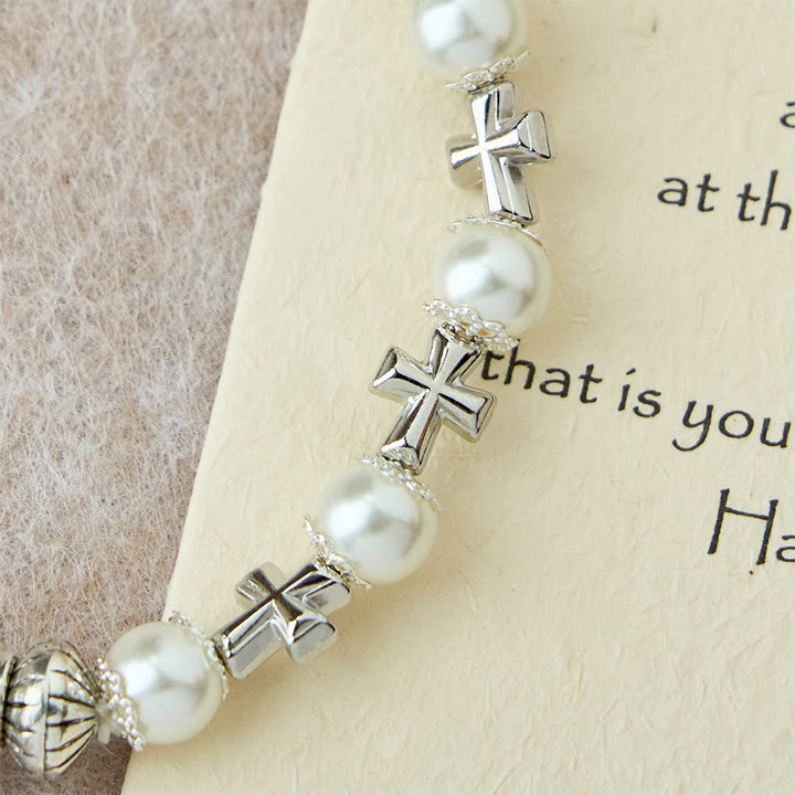 Christianartworkshop Silver Cross Accent Beaded Bracelet: Embody the Grace of Prayerful Reflection - image 9