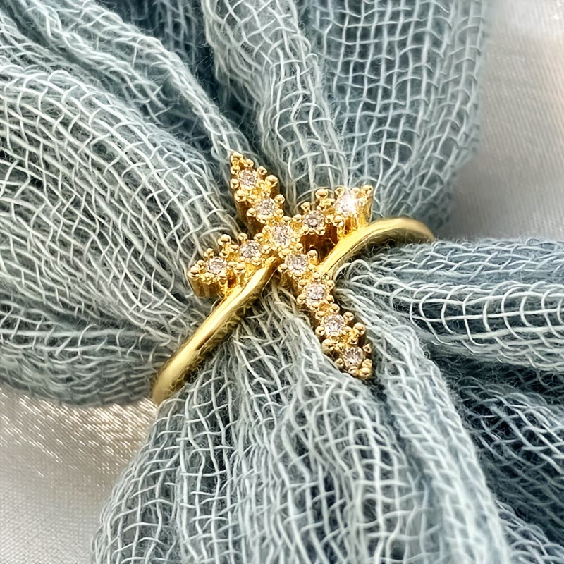 Christianartworkshop Cross Ring with Clustered Cubic Zirconia Accents: Embody His Gentle Grace - image 3