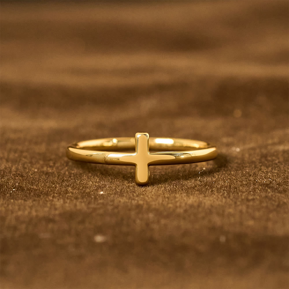 Christianartworkshop Dual Cross Ring Set - Polished Metal & Zircon