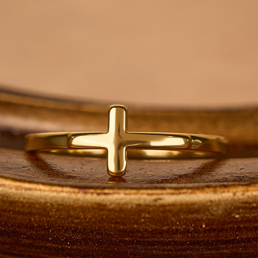Christianartworkshop Dual Cross Ring Set - Polished Metal & Zircon