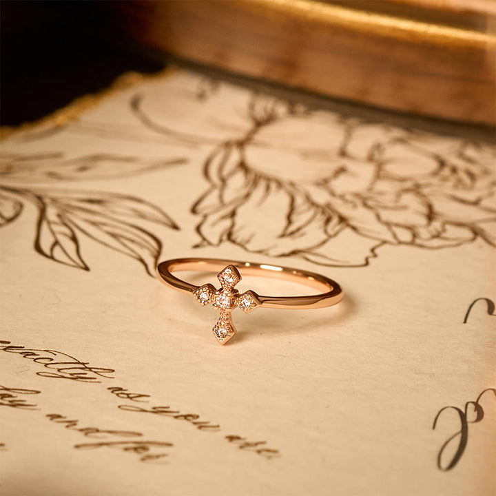 Christianartworkshop Zircon-Encrusted Cross Ring: Timeless Devotion in Golden, Silver, and Rosegold - image 10