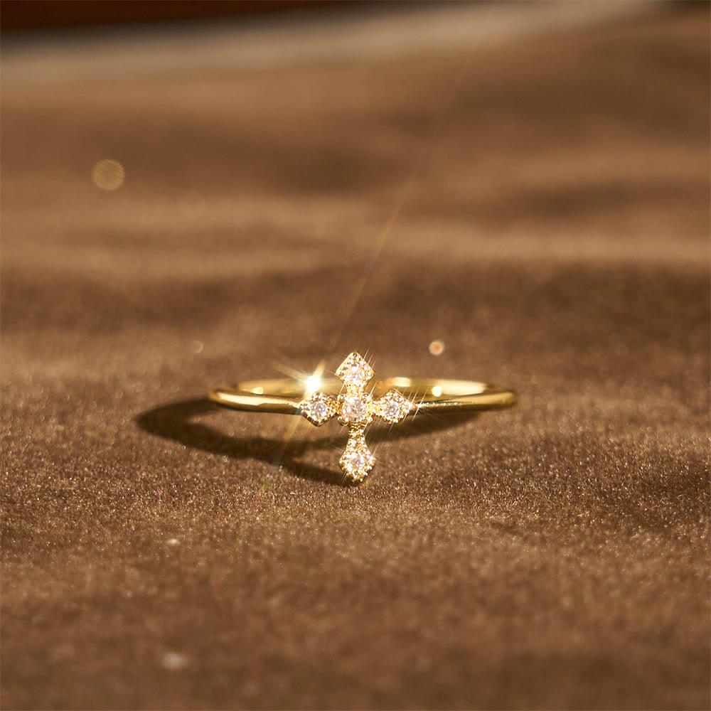 Christianartworkshop Zircon-Encrusted Cross Ring: Timeless Devotion in Golden, Silver, and Rosegold - image 2