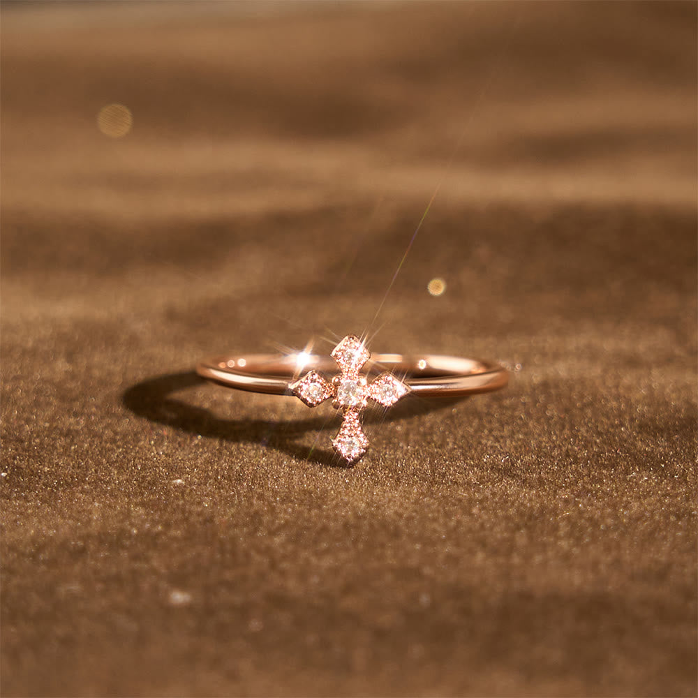 Christianartworkshop Zircon-Encrusted Cross Ring: Timeless Devotion in Golden, Silver, and Rosegold - image 11