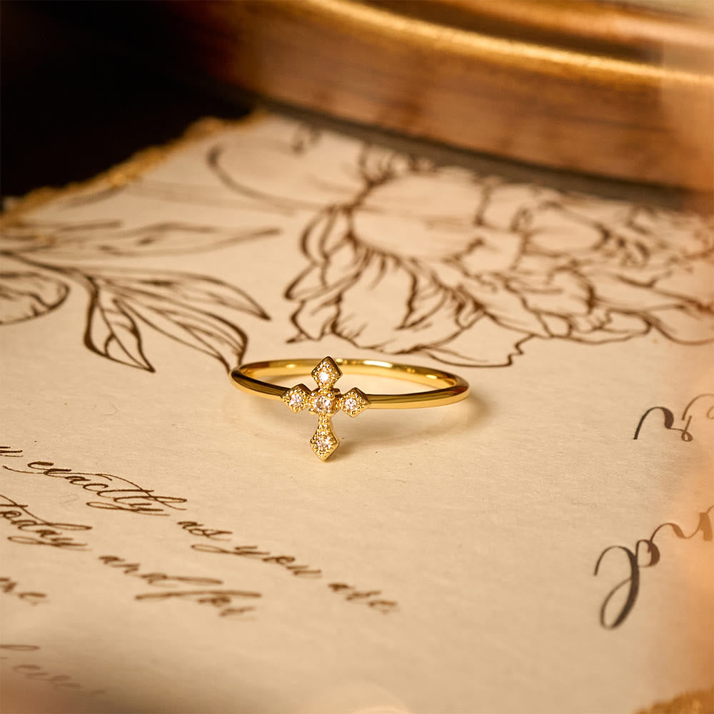 Christianartworkshop Zircon-Encrusted Cross Ring: Timeless Devotion in Golden, Silver, and Rosegold - image 3