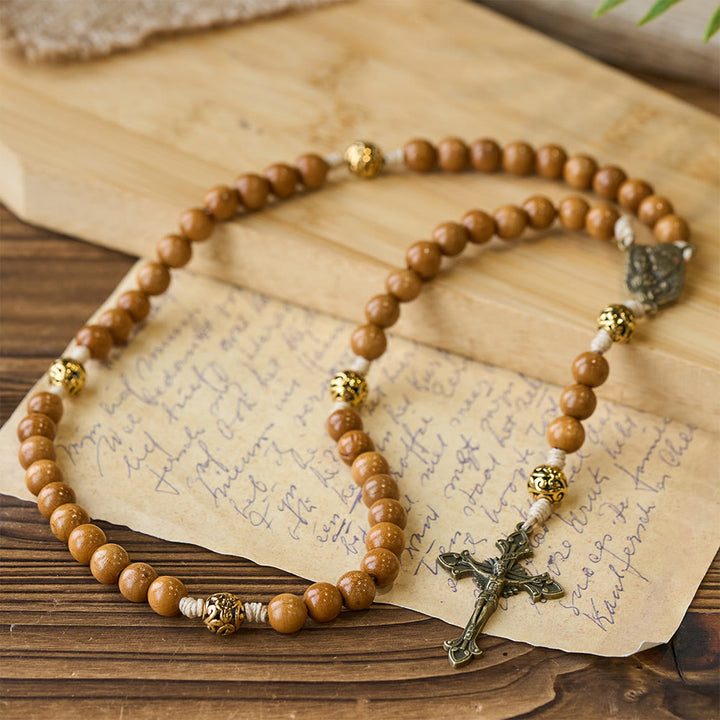 FREE Today: Holy Family & Crucifix of Handmade 10mm Olive Wood Bead Rosary for Holy Prayer - image 4