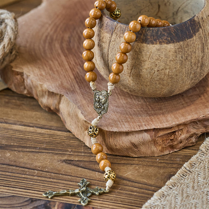 FREE Today: Holy Family & Crucifix of Handmade 10mm Olive Wood Bead Rosary for Holy Prayer - image 5