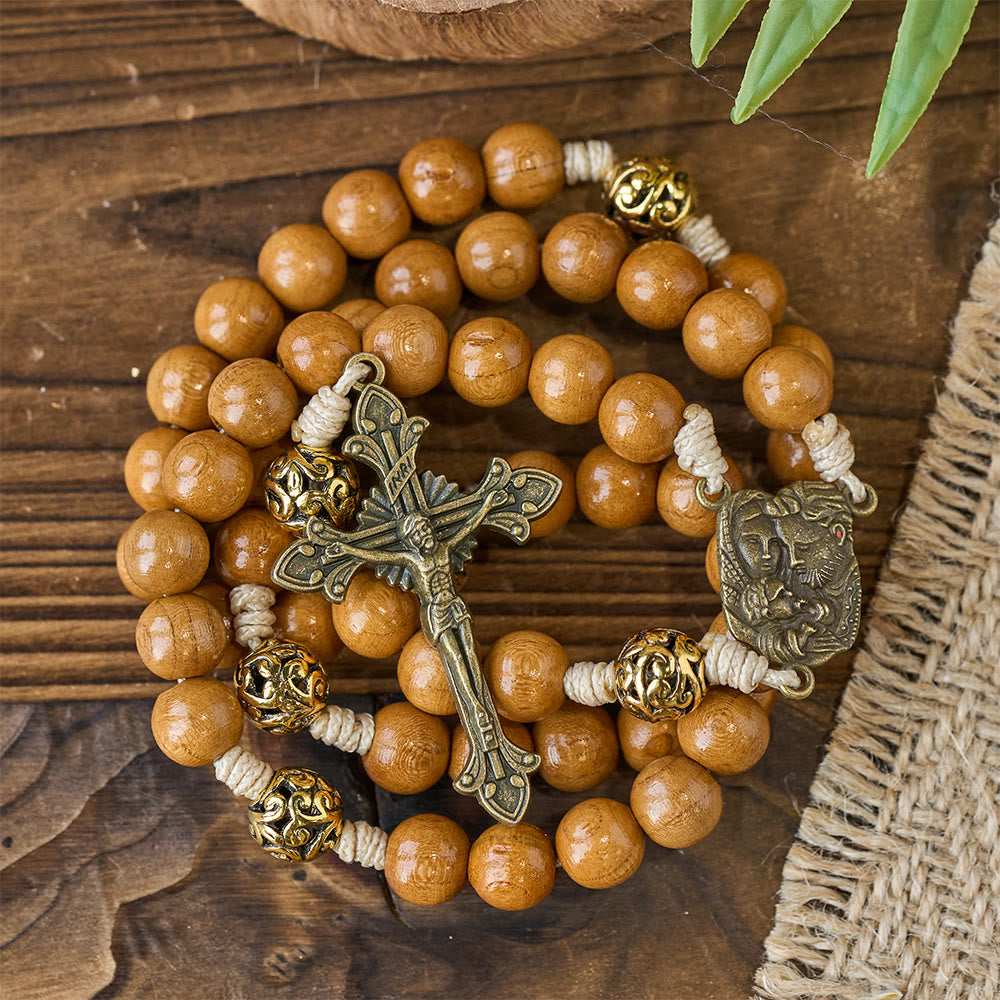 FREE Today: Holy Family & Crucifix of Handmade 10mm Olive Wood Bead Rosary for Holy Prayer - image 0