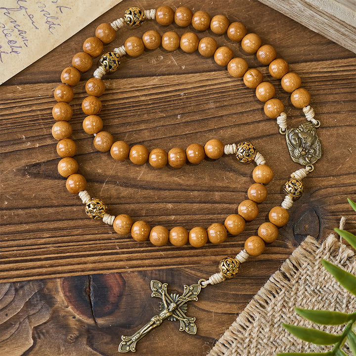 FREE Today: Holy Family & Crucifix of Handmade 10mm Olive Wood Bead Rosary for Holy Prayer - image 8
