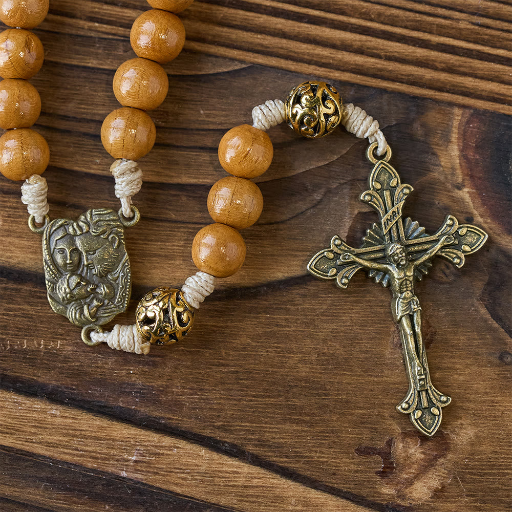 Christianartworkshop Holy Family & Crucifix of 10mm Olive Wood Bead Handmade Rosary for Holy Prayer - image 6