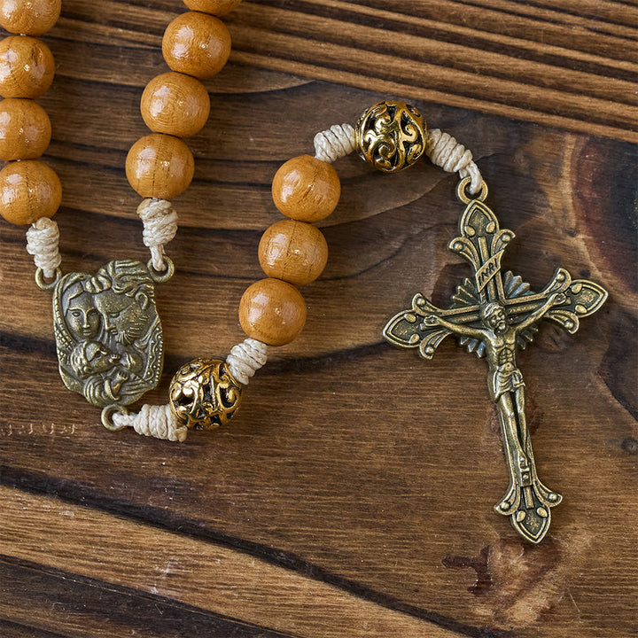 Christianartworkshop Holy Family & Crucifix of 10mm Olive Wood Bead Handmade Rosary for Holy Prayer - image 6