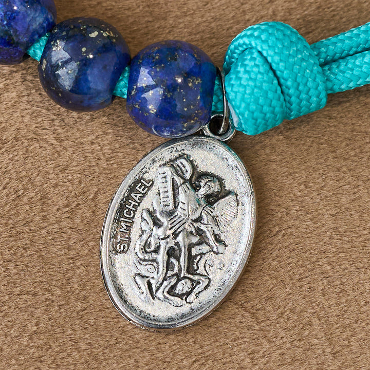 Christianartworkshop Lapis Lazuli Paracord Pocket Rosary with St. Michael Guardian - image 5