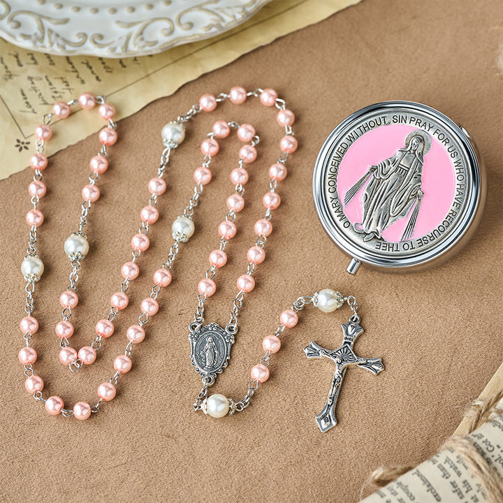 FREE Today: Devotional Rosary with Storage Box: Our Lady Medal and Crucifix for Prayerful Reflection - Pink - image 5
