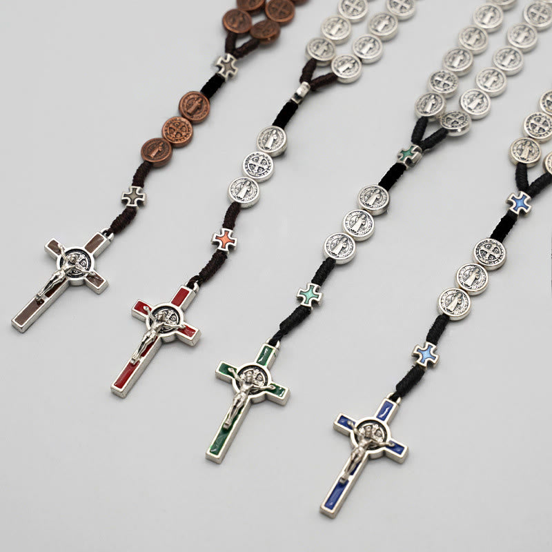 Christianartworkshop St. Benedict Rope a Decade Rosary for Exorcism/Praying (4 colors) - image 1