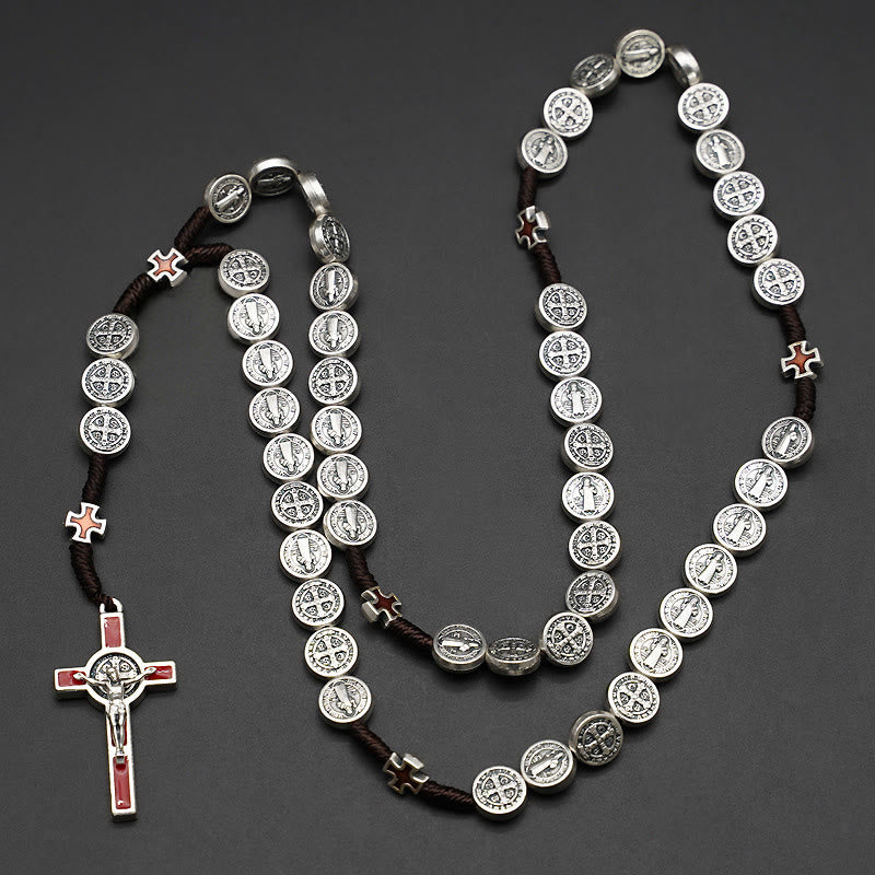 Christianartworkshop St. Benedict Rope a Decade Rosary for Exorcism/Praying (4 colors) - Crucifix-red - image 3