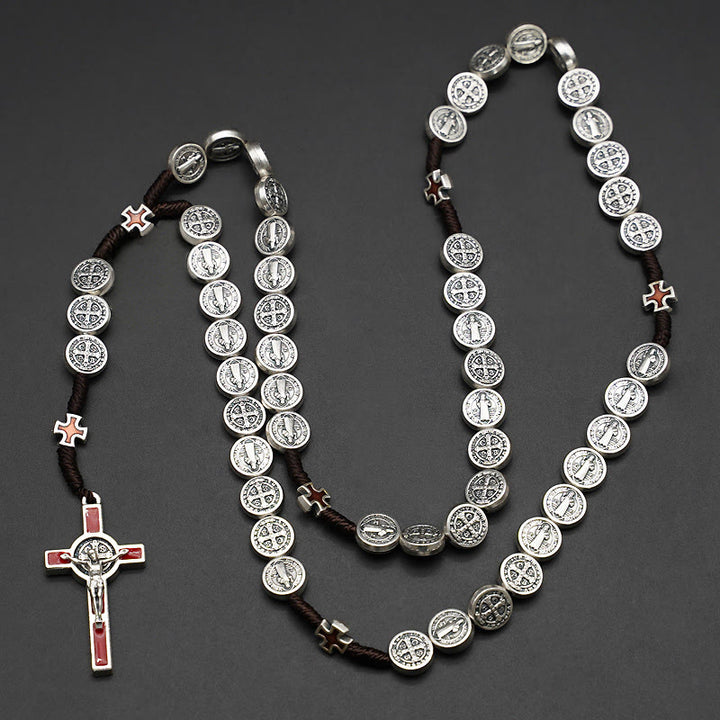 Christianartworkshop St. Benedict Rope a Decade Rosary for Exorcism/Praying (4 colors) - Crucifix-red - image 3