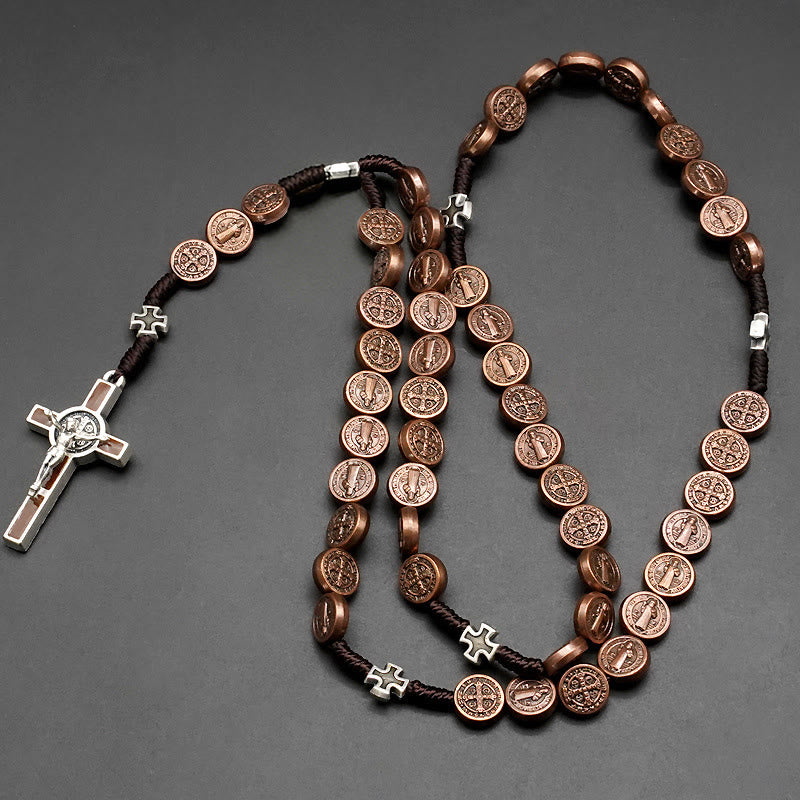 Christianartworkshop St. Benedict Rope a Decade Rosary for Exorcism/Praying (4 colors) - Crucifix-bronze - image 5