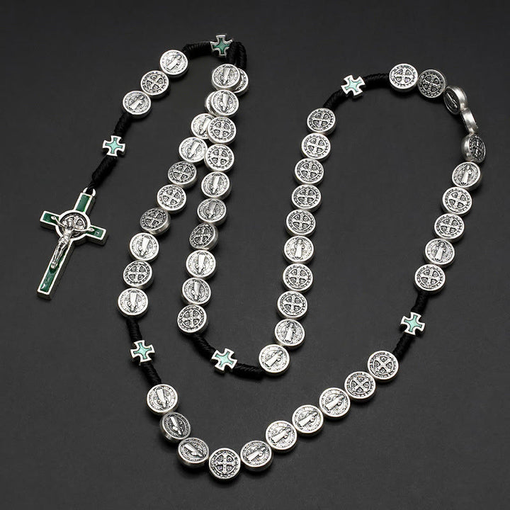 Christianartworkshop St. Benedict Rope a Decade Rosary for Exorcism/Praying (4 colors) - Crucifix-green - image 2