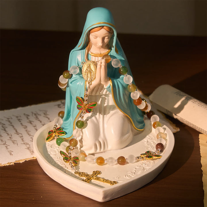 Christianartworkshop Natural Malachite with Enamel Butterfly Rosary: Butterfly of Faith - image 6