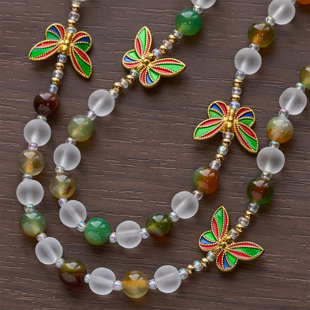 Christianartworkshop Natural Malachite with Enamel Butterfly Rosary: Butterfly of Faith - image 7