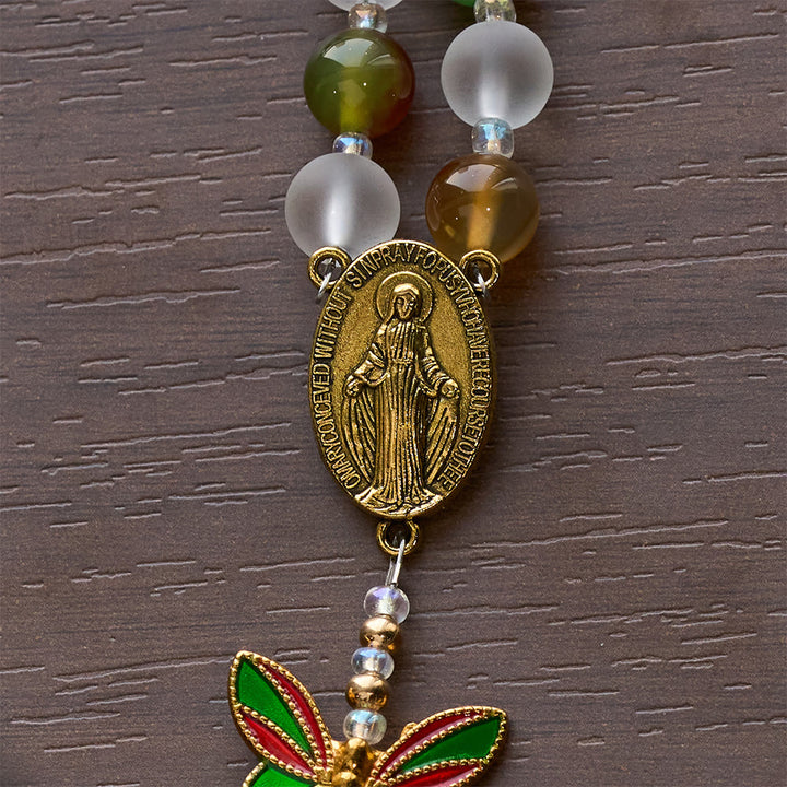 Christianartworkshop Natural Malachite with Enamel Butterfly Rosary: Butterfly of Faith - image 8