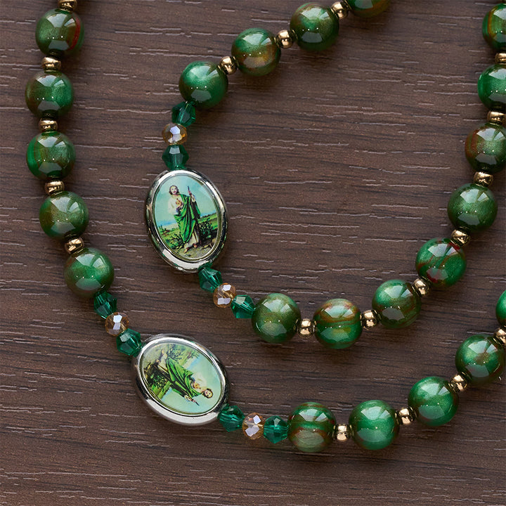 Christianartworkshop Green Sparkle Beads St. Jude Rosary: St. Jude Patron of Hope - image 8