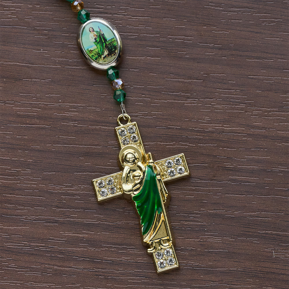 Christianartworkshop Green Sparkle Beads St. Jude Rosary: St. Jude Patron of Hope - image 7