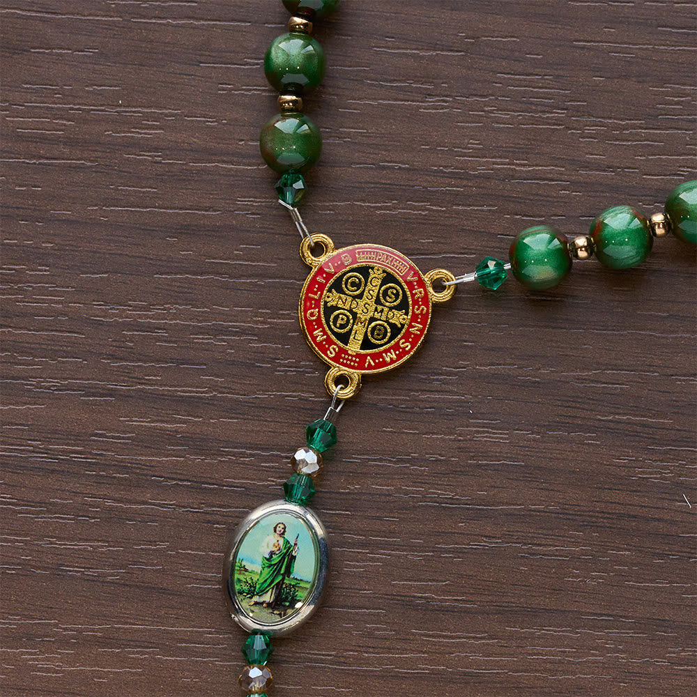 Christianartworkshop Green Sparkle Beads St. Jude Rosary: St. Jude Patron of Hope - image 9