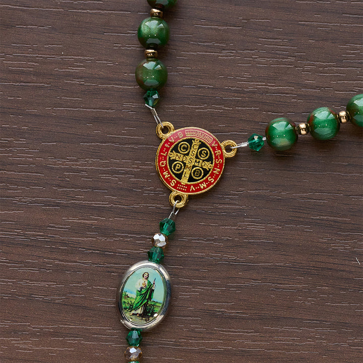 Christianartworkshop Green Sparkle Beads St. Jude Rosary: St. Jude Patron of Hope - image 9