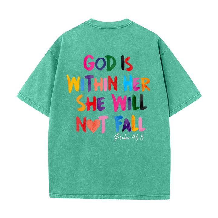 Christianartworkshop God Is Within Her She Will Not Fall Unisex Washed T-shirt - image 27