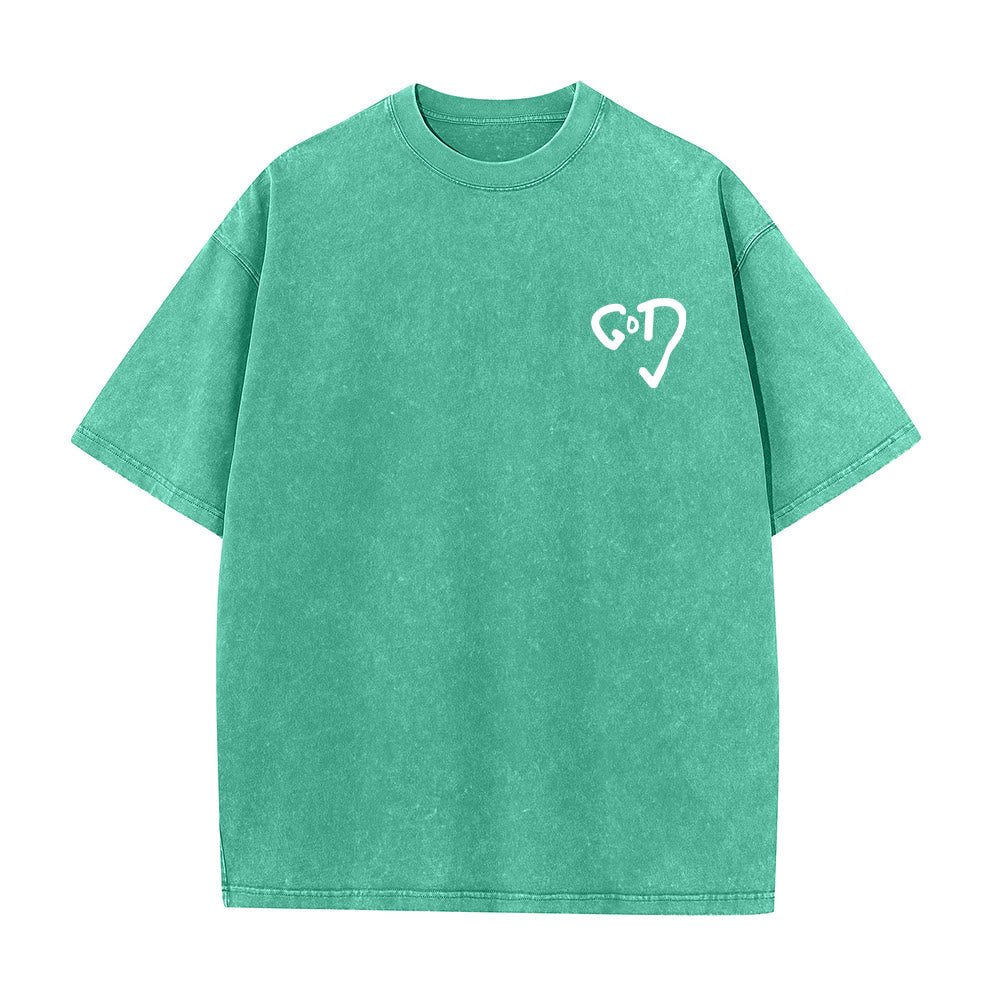 Christianartworkshop God Heart Unisex Washed T-shirt - image 25