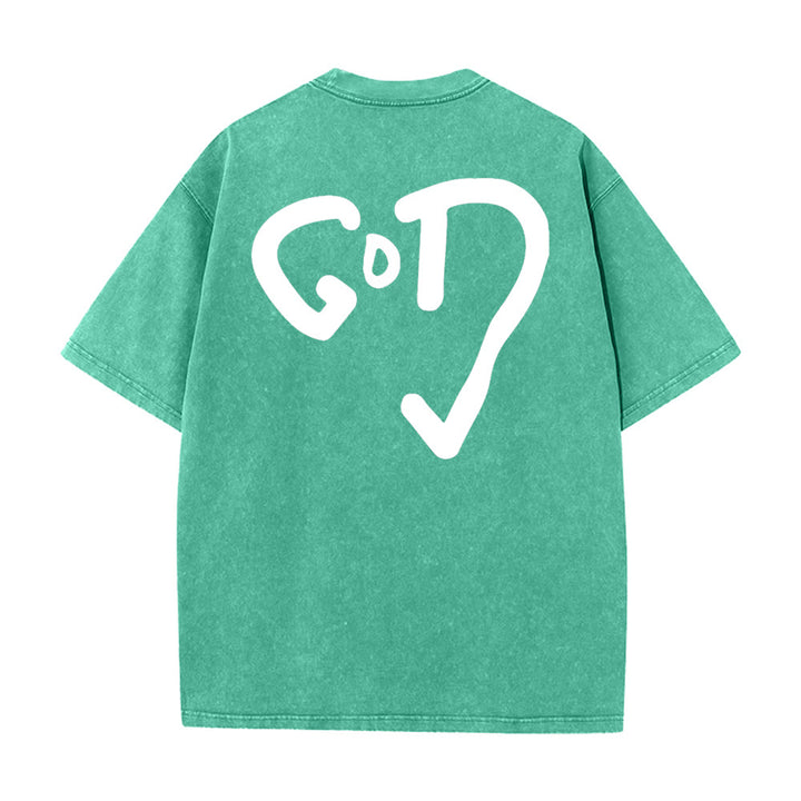 Christianartworkshop God Heart Unisex Washed T-shirt - image 24