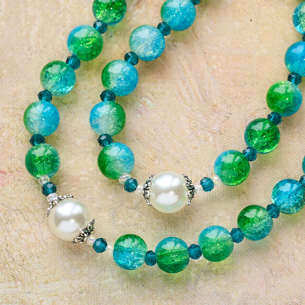 FREE Today: Blue Green Gradient Glass Rosary with Praying Hands & Crucifix - image 9