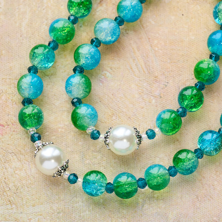 FREE Today: Blue Green Gradient Glass Rosary with Praying Hands & Crucifix - image 9
