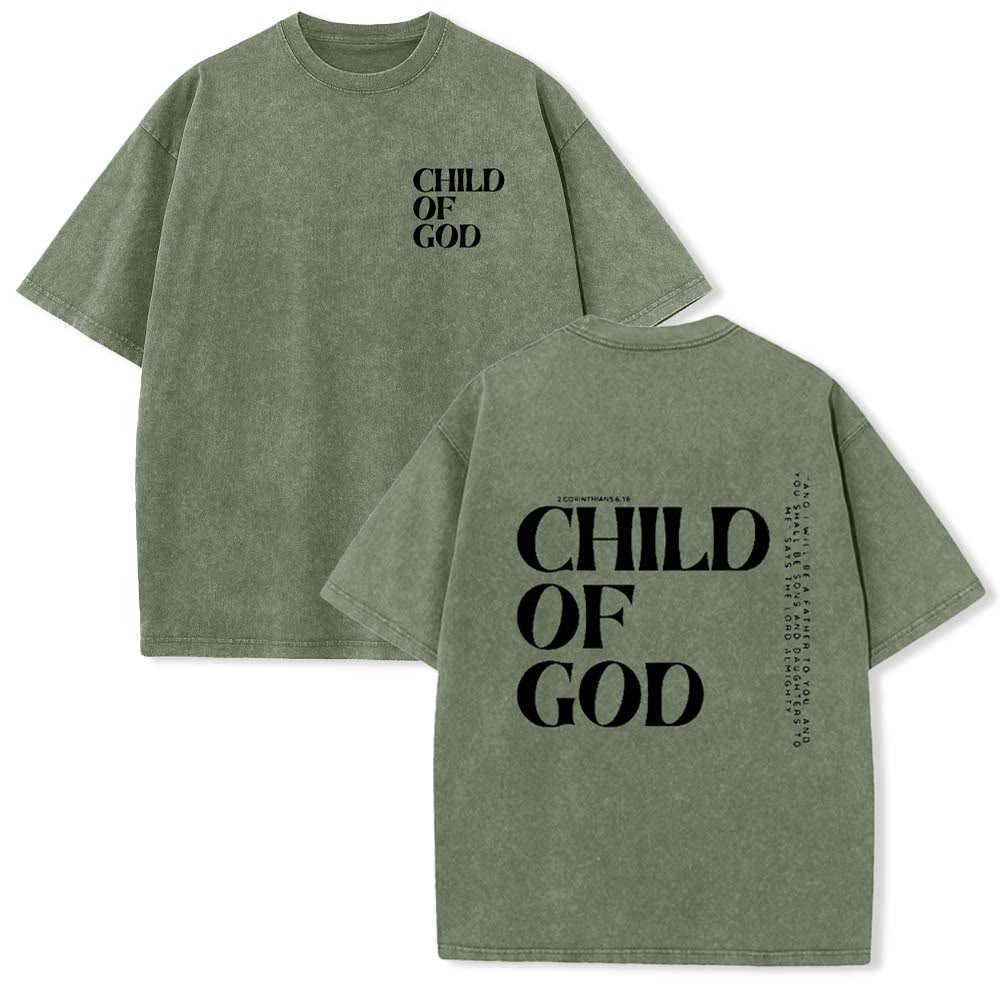 Christianartworkshop Child of God Graphic Unisex Washed T-Shirt - Army Green - 5XL - image 23