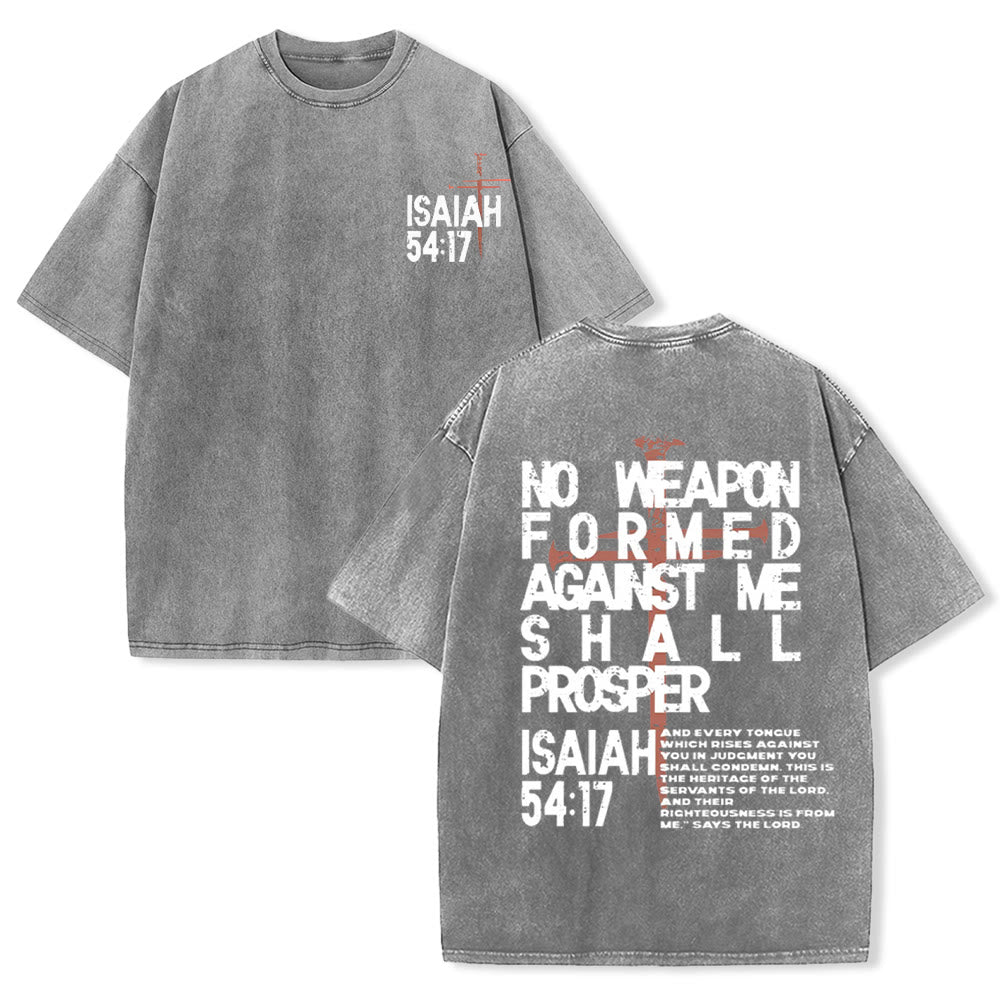Christianartworkshop No Weapon Formed Against Me Graphic Unisex Washed T-Shirt - Grey - 5XL - image 9
