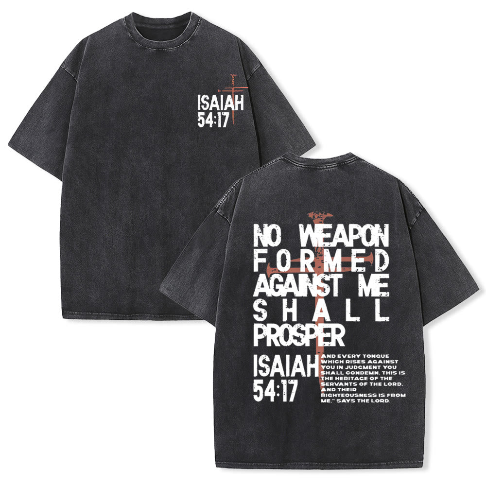 Christianartworkshop No Weapon Formed Against Me Graphic Unisex Washed T-Shirt - Black - 5XL - image 2