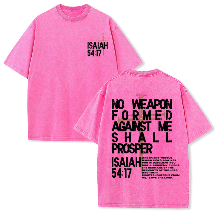 Christianartworkshop No Weapon Formed Against Me Graphic Unisex Washed T-Shirt - Pink - 5XL - image 18