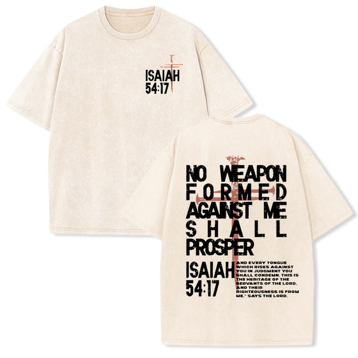 Christianartworkshop No Weapon Formed Against Me Graphic Unisex Washed T-Shirt - Beige - 5XL - image 6
