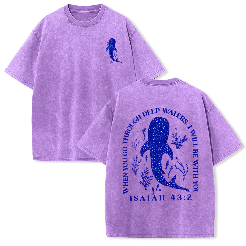 Christianartworkshop I Will Be With You Double Sided Unisex Washed T-shirt - Purple - 5XL - image 23