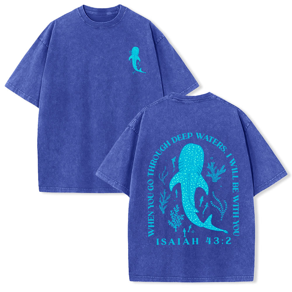 Christianartworkshop I Will Be With You Double Sided Unisex Washed T-shirt - Navy Blue - 5XL - image 20