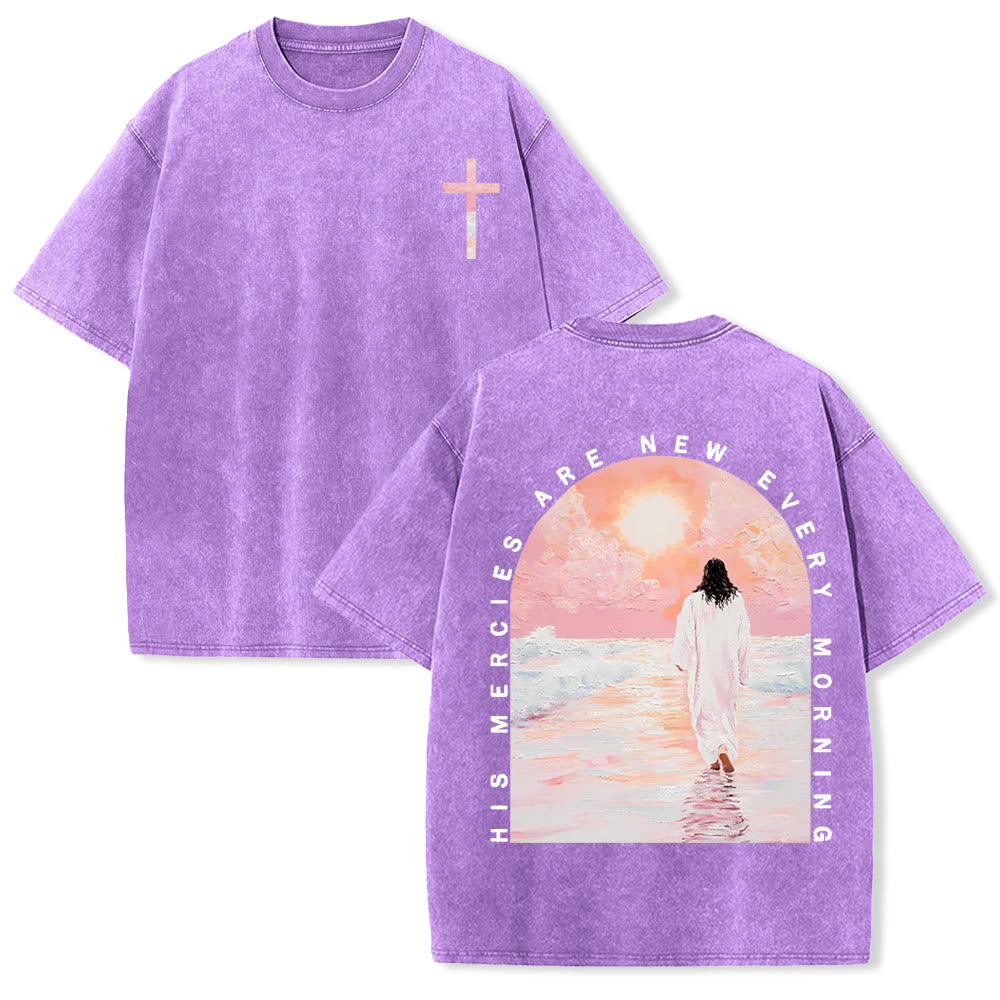 Christianartworkshop His Mercies Are New Double Sided Unisex Washed Christian T-Shirt - Purple - 5XL - image 26