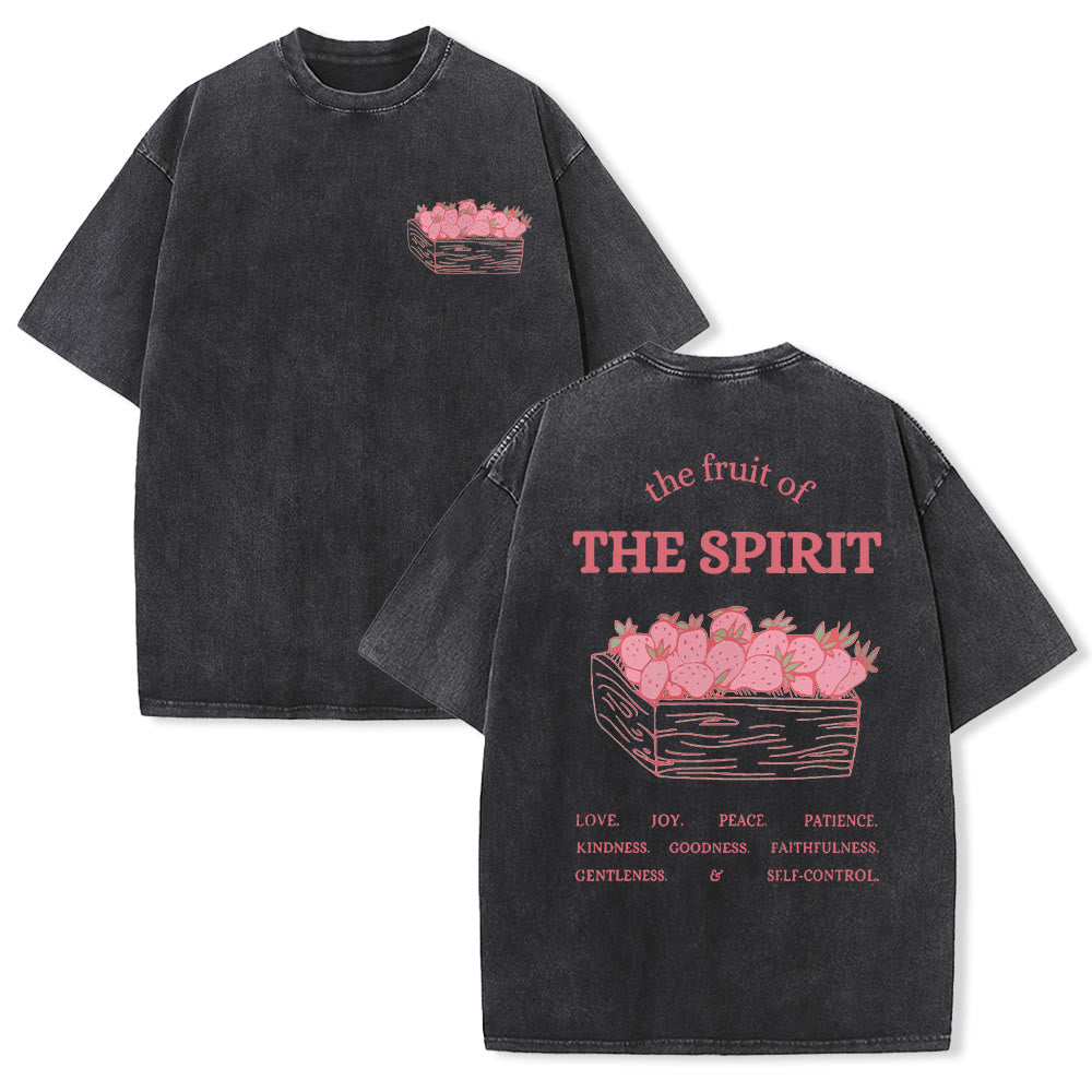 Christianartworkshop Fruit Of The Spirit Unisex Washed T-Shirt - Black - 5XL - image 2