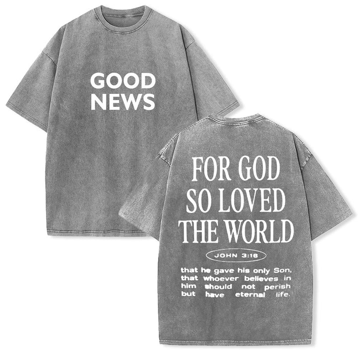 Christianartworkshop "For God So Loved the World" Unisex Washed T-Shirt - Grey - 5XL - image 10