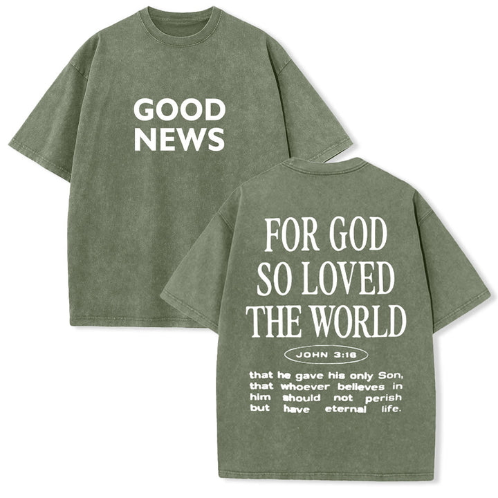 Christianartworkshop "For God So Loved the World" Unisex Washed T-Shirt - Army Green - 5XL - image 13