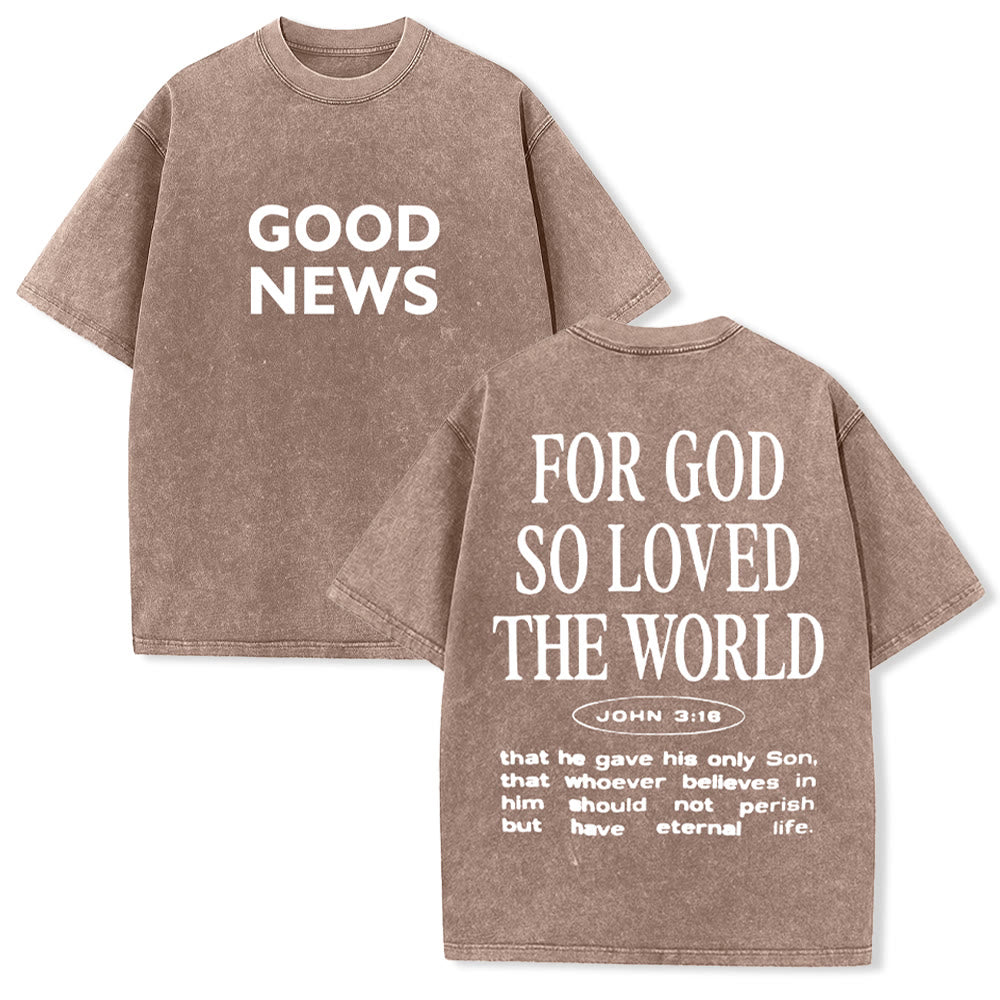 Christianartworkshop "For God So Loved the World" Unisex Washed T-Shirt - Coffee - 5XL - image 16